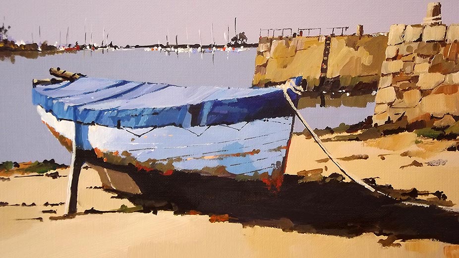 Le bateau bleu - acrylique sur contrecollé - © Henri Belbéoc'h