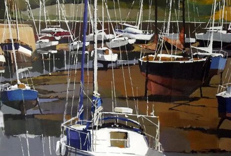Le voilier blanc - acrylique sur contrecollé - © Henri Belbéoc'h