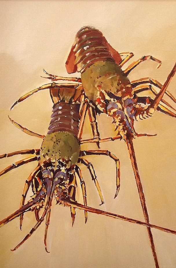 Les langoustes - acrylique sur toile - 35 x 27 cm - © Henri Belbéoc'h