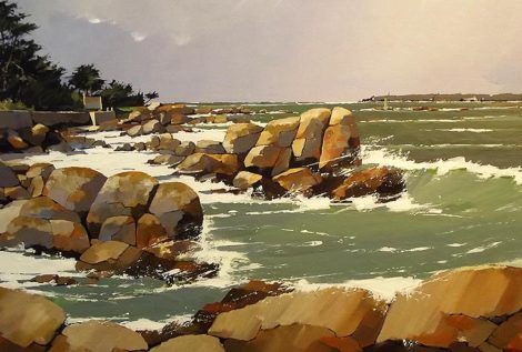 Les rochers du Cabellou - acrylique sur toile - 72 x 60 cm - © Henri Belbéoc'h