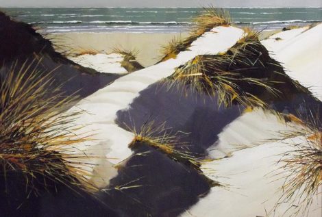 Les dunes de La Torche - acrylique sur contrecollé - © Henri Belbéoc'h