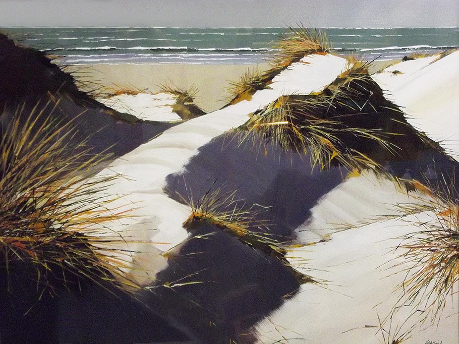 Les dunes de La Torche - acrylique sur contrecollé - © Henri Belbéoc'h