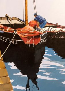 Henri BELBEOCH Accostage Acrylique sur contrecolle