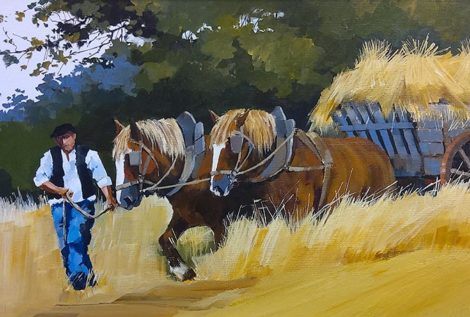 Henri BELBEOCH La moisson Acrylique sur contrecolle 76x48 1