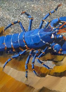 Henri BELBEOCH Le homard bleu Acrylique sur contrecolle 52x38 1