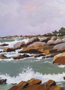 Henri BELBEOCH Tempete Pointe de la Jument Acrylique sur toile 65x46 1